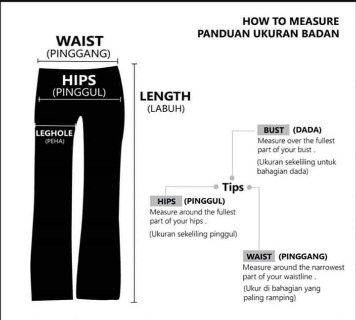 How To Measure Bottom Cara Ukur Seluar Women S Fashion Clothes Bottoms On Carousell