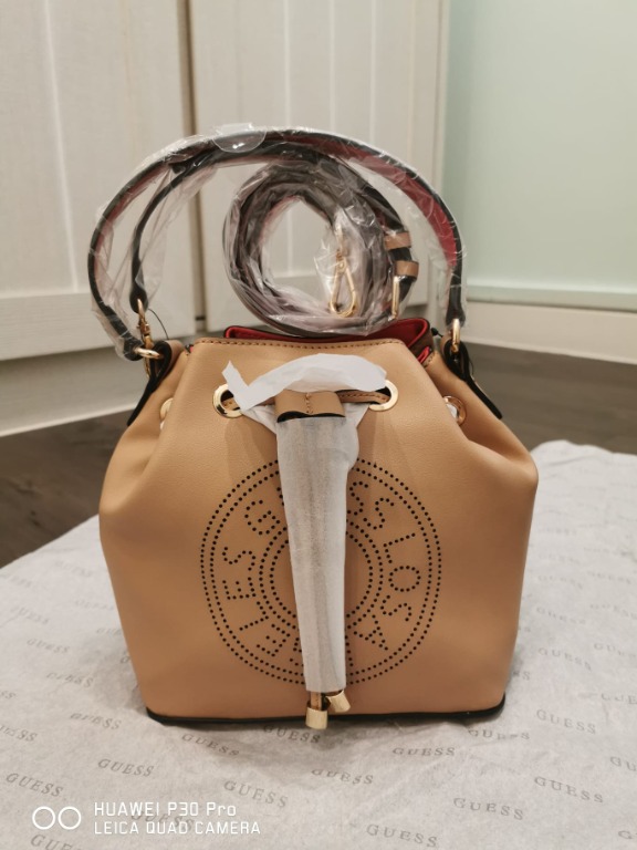 In Stock Guess Edena Bucket Bag Women S Fashion Bags Wallets Shoulder Bags On Carousell