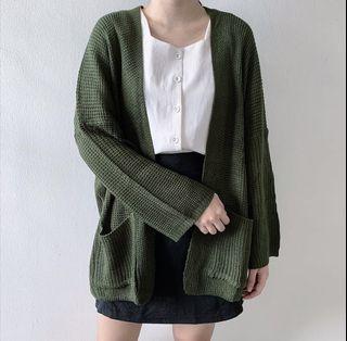 Lola Oversized Knit Cardigan in Forest Green (fits up to XXL)