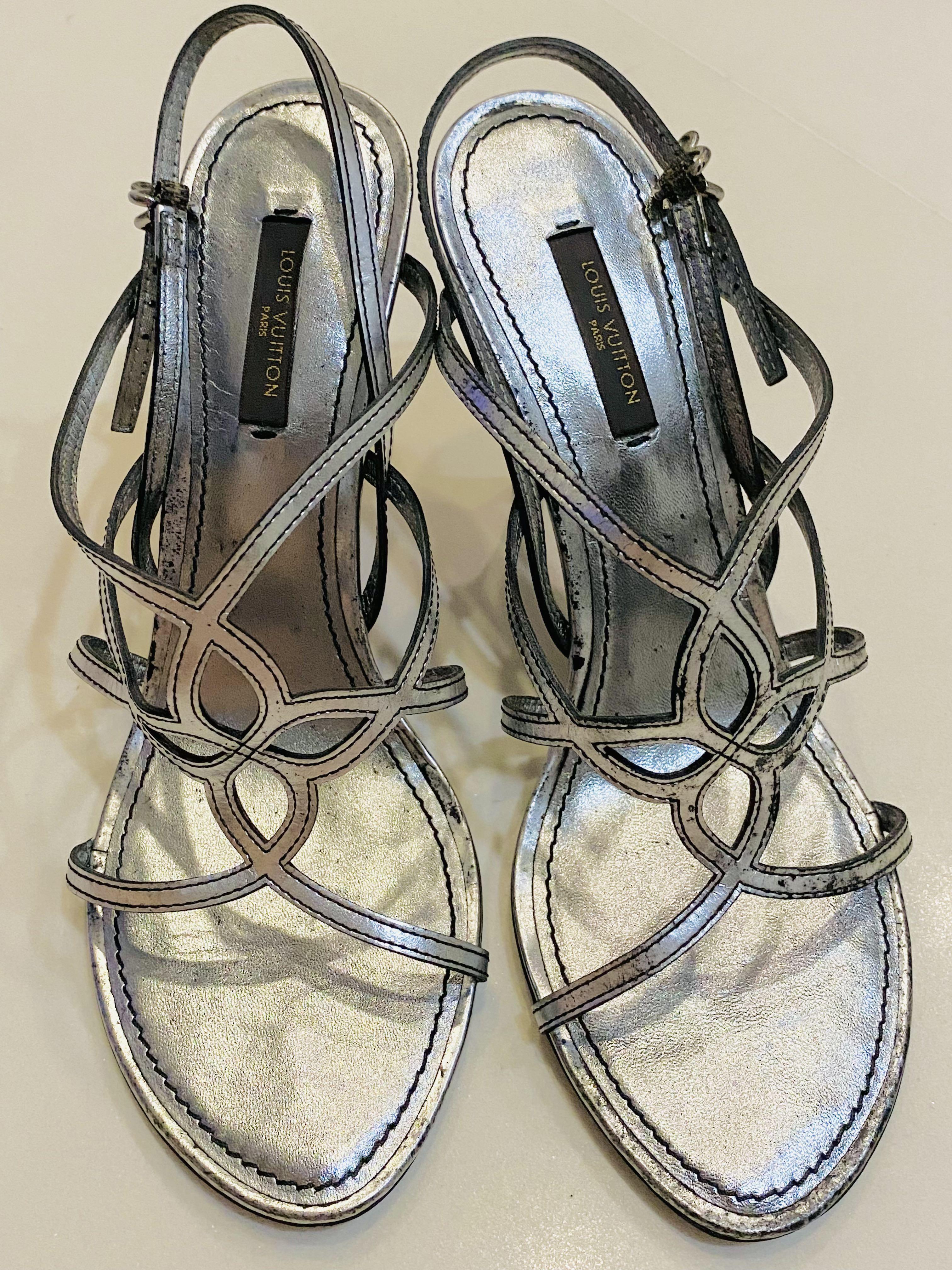 Louis vuitton silver heels top