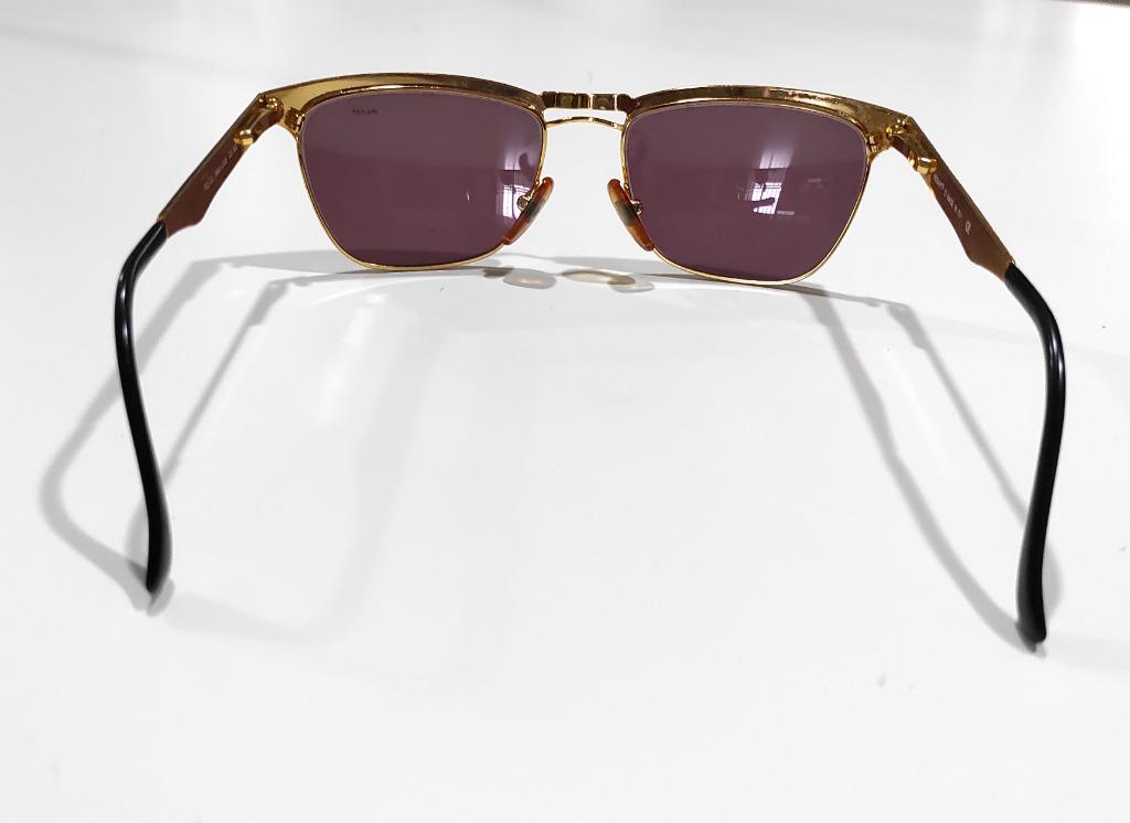 Made in Italy Original Police Vogart Line Hand made Vintage 80s 90s gold square aviator sunglasses