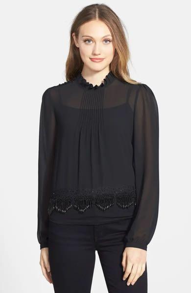 Michael kors black blouse discount
