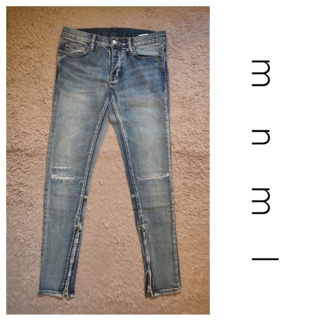 mnml デニム 31インチ mnml ミニマル スキニー 裾ジップ ボタンフライ