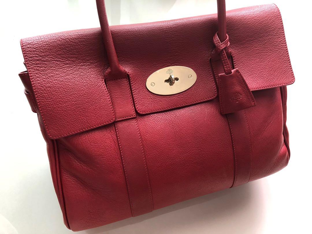 Mulberry Bayswater Classic Grain Shoulder Bag Red Luxury Bags