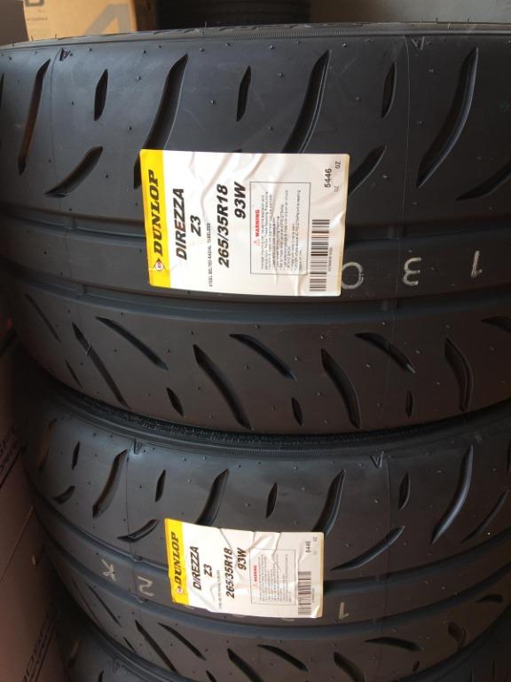 New Stock in - Dunlop 265/35R18 93W DIREZZA ZIII Made in Japan, Car  Accessories, Tyres & Rims on Carousell
