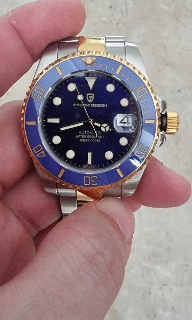 Pagani Design Half Gold Blue Bezel Luxury Watches on Carousell