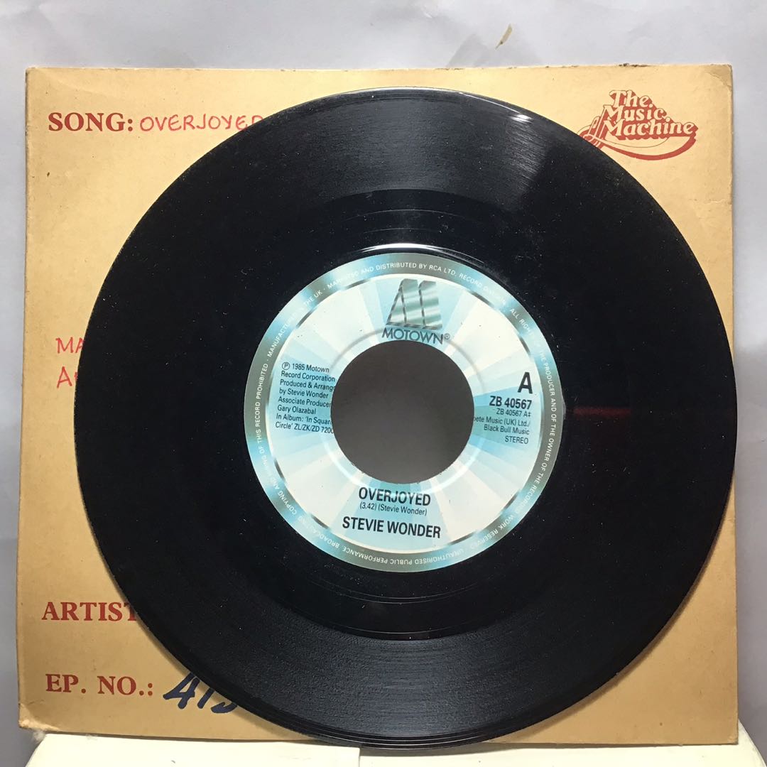 PIRING HITAM Stevie Wonder -Overjoyed OOP 1986 7” SINGLE Anubis 7 inch ...