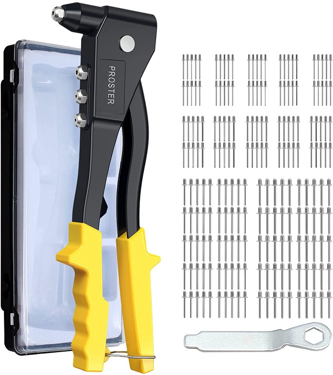 Rivet Gun Set Heavy Duty Rivet Gun with Nut 200 Rivets 2.4mm 3.2mm 4mm ...