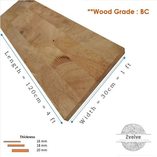 Rubber Wood Board 16mm x 2ft x 4ft (Grade BC) Kayu Papan Kayu Getah Papan DIY Papan