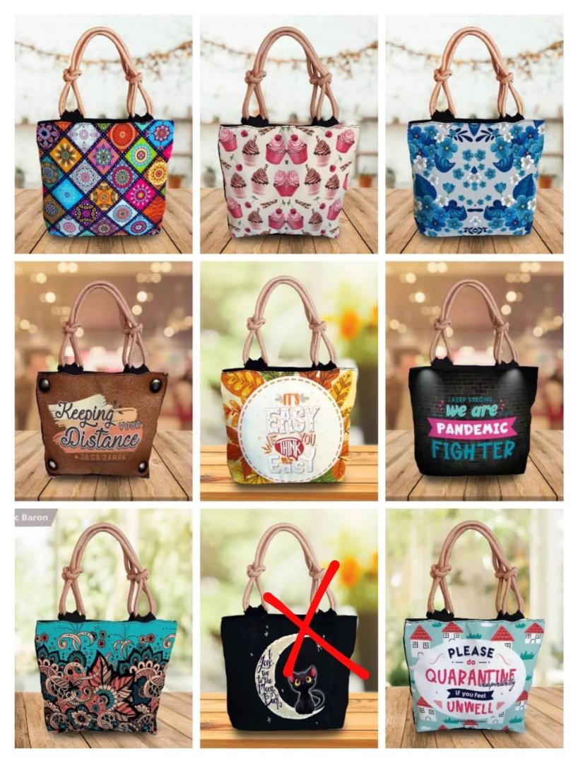 Tas tote bag sumbu import motif Fesyen Wanita Tas Dompet di Carousell