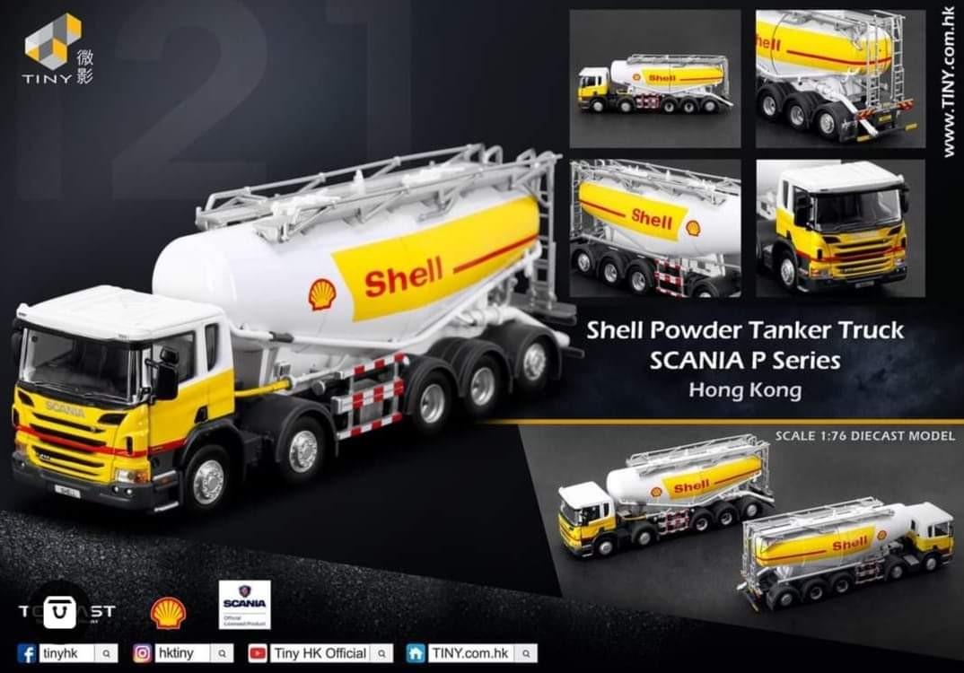 香港 TINY shell shellvan Tiny Shell 1/76 HK Powder Tanker Truck (Scania P series) Diecast
