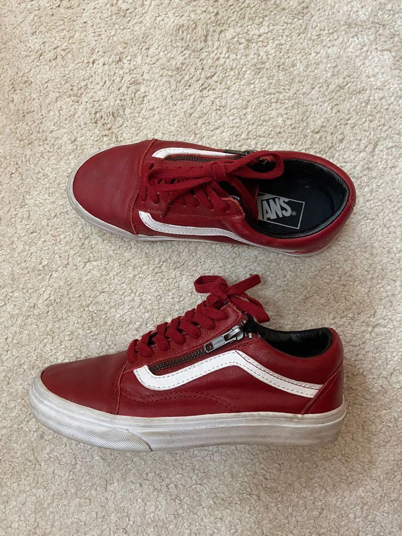 Vans antique leather hotsell old skool zip