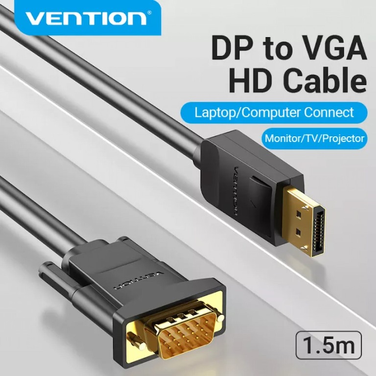 VENTION VGA Cable HDTVs Displays Male to Male VGA Cable Gold Plated Compatible with Projectors 1.5m VGA SVGA Computer Monitor Cable with Ferrite Cores
