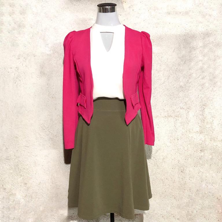 Women's Pink Cropped Blazer (Category: Coats, Jackets and Outerwear) located in Mandaluyong City. Submitted by junos.mnl (Listing ID 1105643260, Image 2). Description: Pink Cropped Blazer / XS-S / P150 To have bright start of a day✨ ⠀⠀⠀⠀⠀⠀⠀⠀⠀ Shoulder: 13in Bust: 16in Length: 17in ⠀⠀⠀⠀⠀⠀⠀⠀⠀ *actual color may vary due to lighting* .
