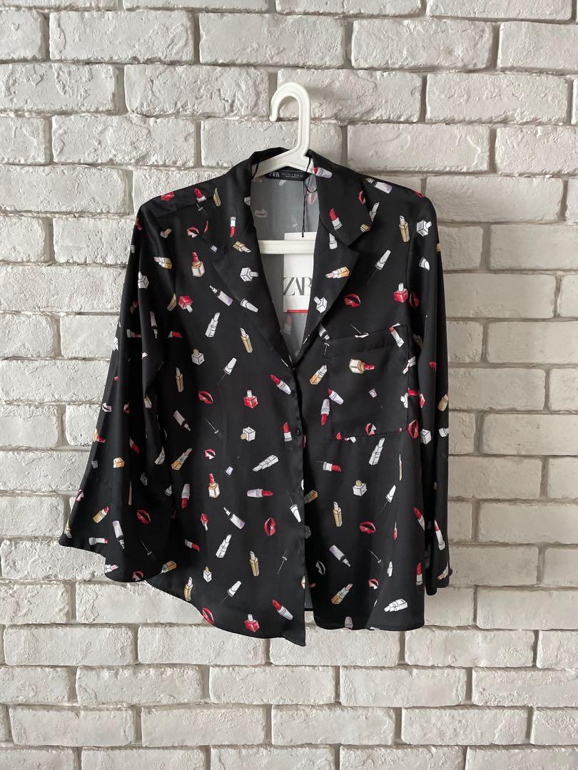 zara satin shirt with gathering