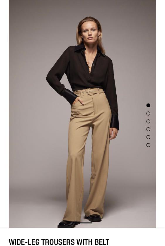 Zara wide leg trousers with belt Clearance