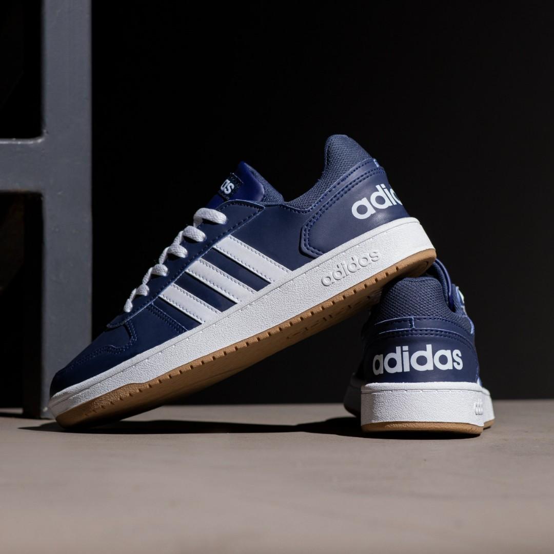 ADIDAS HOOPS 2.0 LOW NAVY WHITE GUM ORIGINAL 100%, Fesyen Pria, Sepatu ,  Sneakers di Carousell