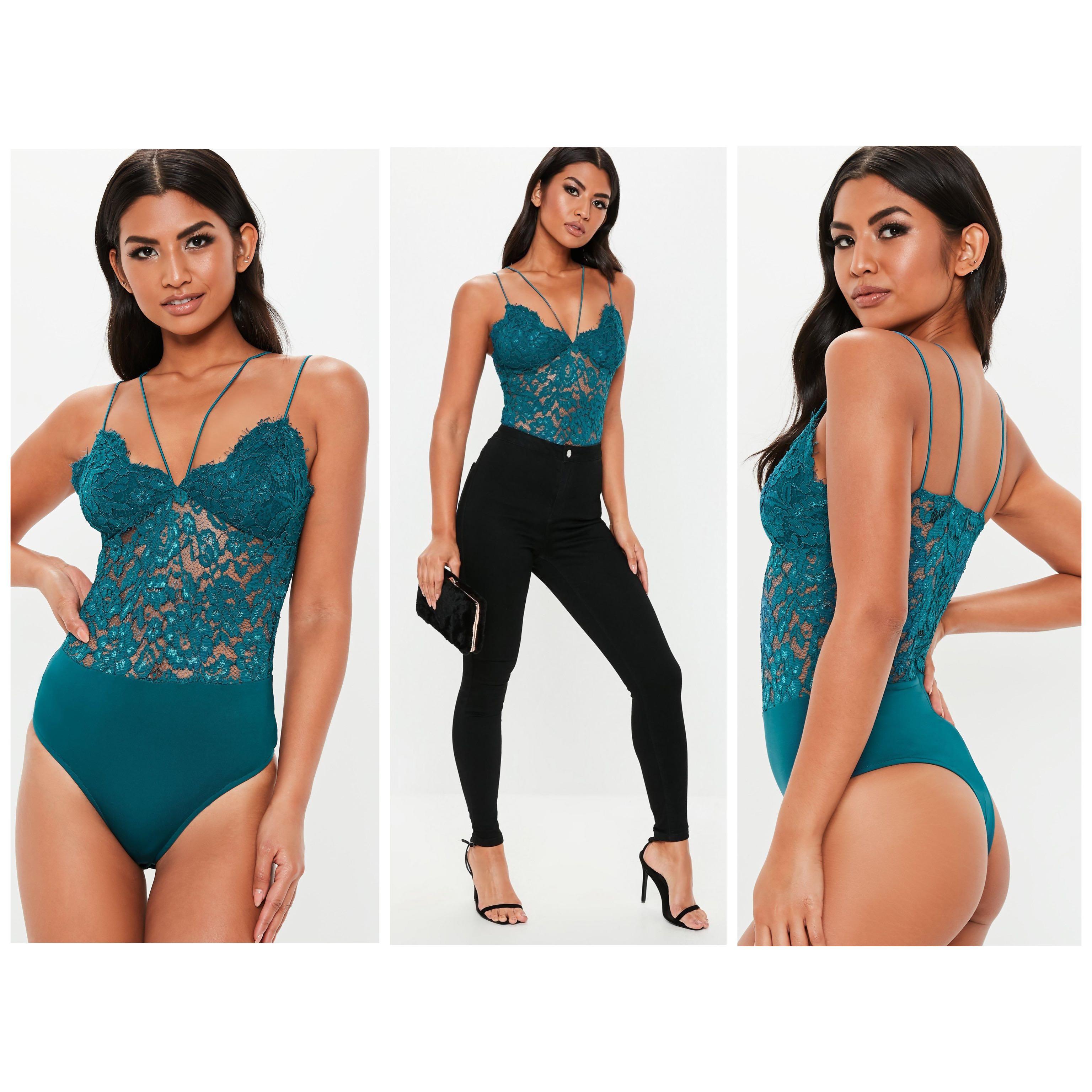 ASOS Missguided Sexy Lace Strappy Bodysuit, Women's Fashion, Tops