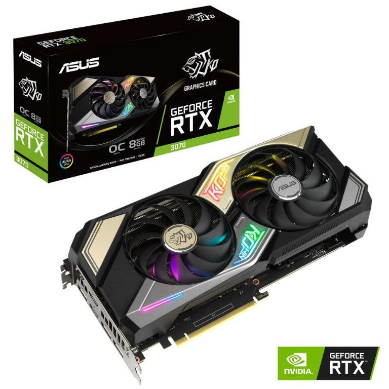 ASUS 華碩KO GeForce RTX 3070 OC Edition 8G 顯示卡(無鎖非LHR), 電腦