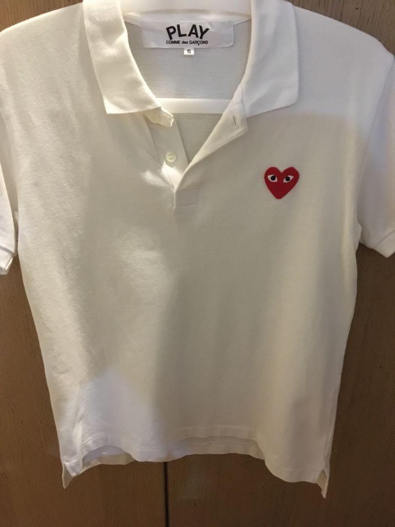 cdg polo shirt white