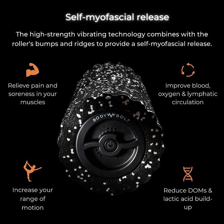 BNIB Body Bolt Vibrating Foam Roller 4 Speed Electric Foam Roller Deep Tissue Trigger Point Sports Massager High Intensity Massage Roller 3