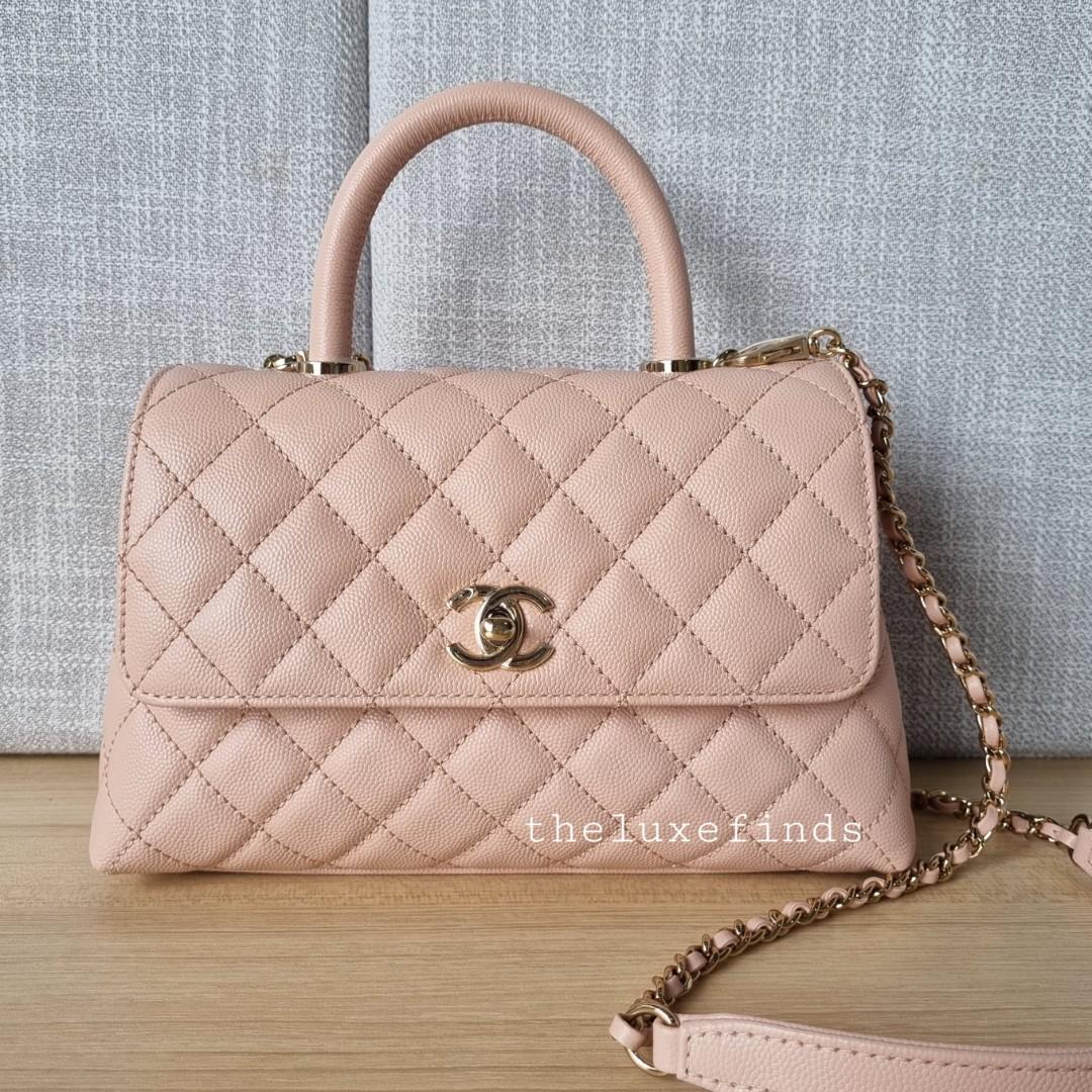 NIB 100%AUTH CHANEL 21P Rose Clair CaviarLeather Extra Mini Coco Handle  Flap Bag