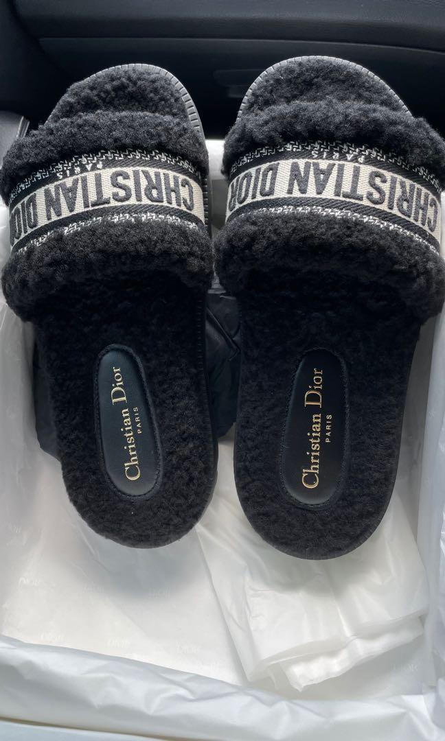 Dway slide black and beige embroidered cotton cheap