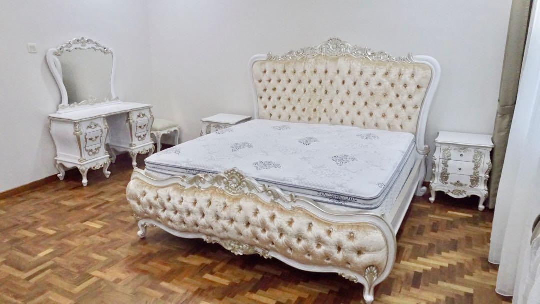 CLIENT’S PHOTOS 5 Piece Bedroom Set French Victorian White Gold Queen
