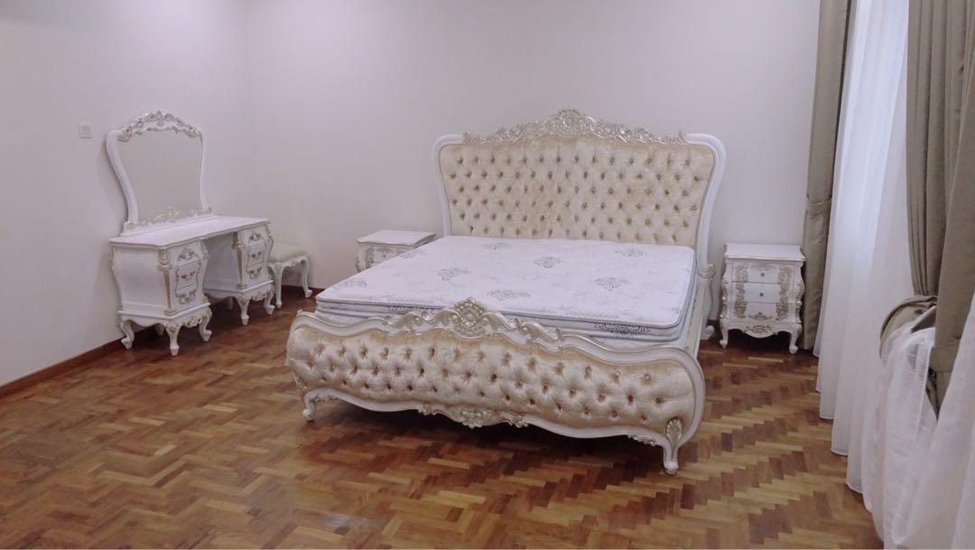 CLIENT’S PHOTOS 5 Piece Bedroom Set French Victorian White Gold Queen