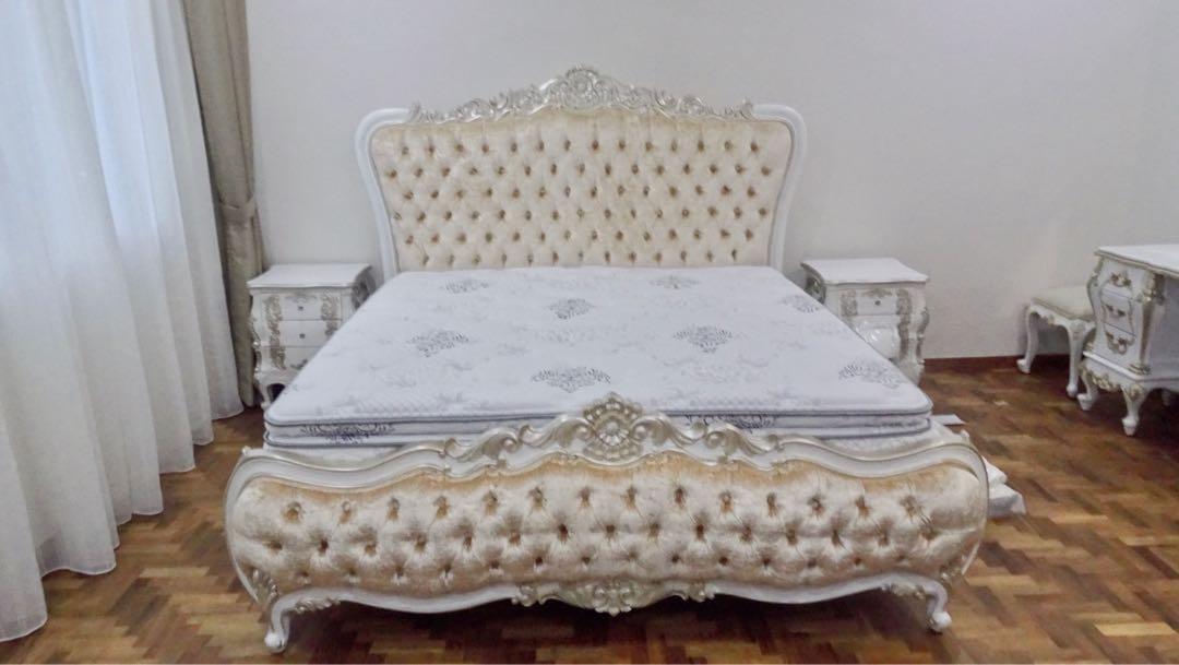 CLIENT’S PHOTOS 5 Piece Bedroom Set French Victorian White Gold Queen