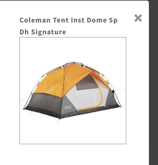 coleman instant 5 person tent