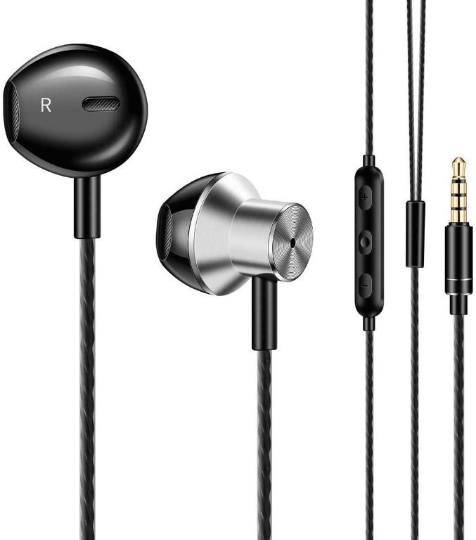 Headphones Earbuds,Dual Bass Speakers Earphones,Built-in Microphone and Volume Control,Compatible with iPhone and Android Smartphones,iPad MP3,Fits All 3.5mm Jack Support Audio Devices