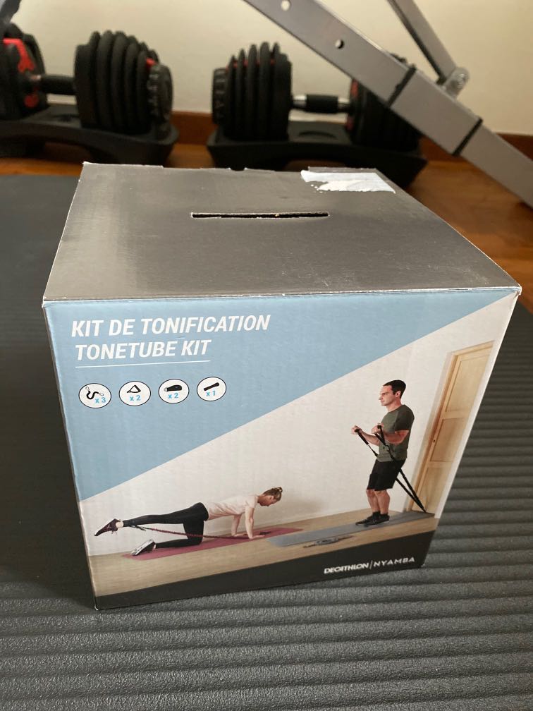 ELASTIC BAND KIT WITH HANDLES TONETUBEKIT Sports Equipment Exercise Fitness Toning Stretching Accessories on Carousell
