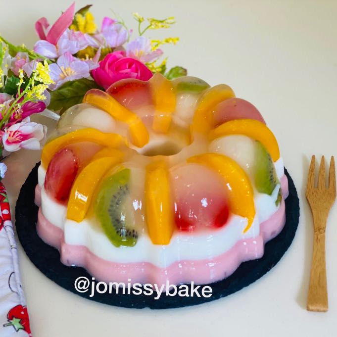 Fruity Yogurt Jelly Cake, Food & Drinks, Homemade Bakes on Carousell