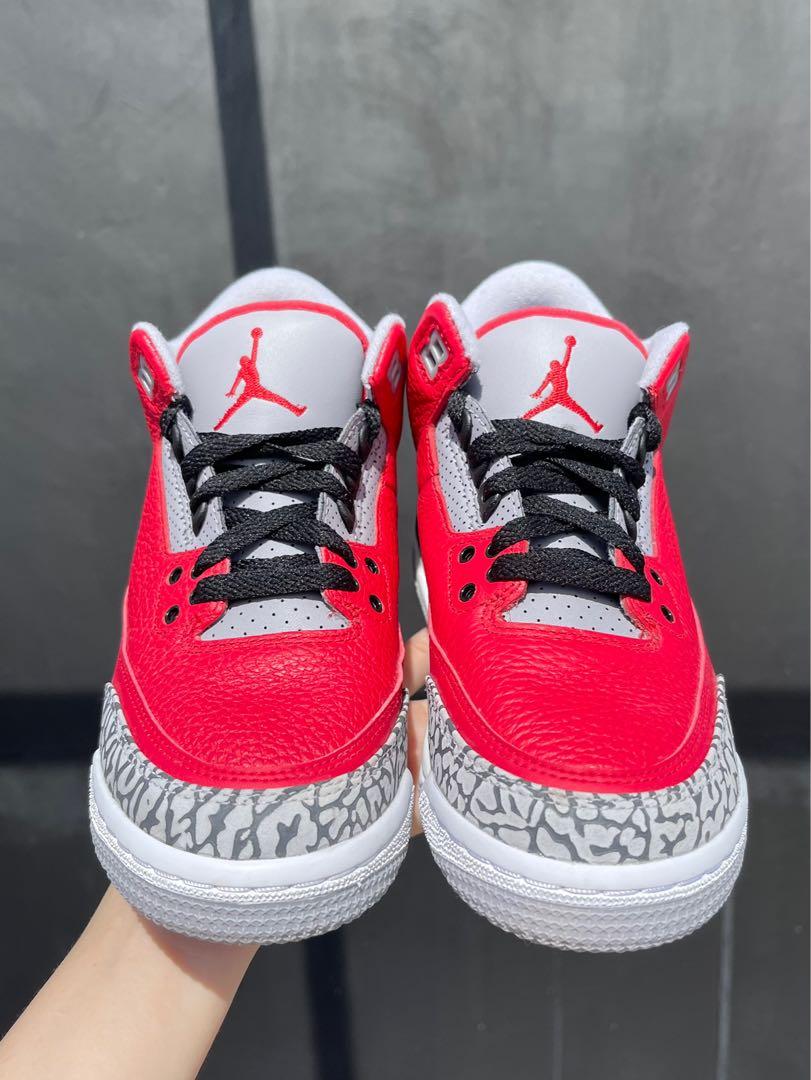 GS 4.5y Air Jordan 3 Red Cement, Men's 