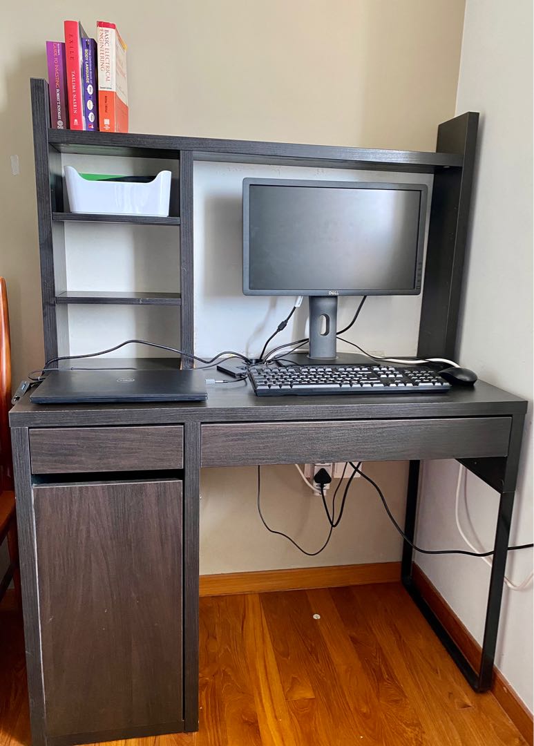 Ikea MICKE Study / Computer Desk with bookshelf Addon unit, Furniture