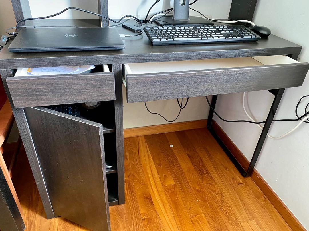 Ikea MICKE Study / Computer Desk with bookshelf Addon unit, Furniture