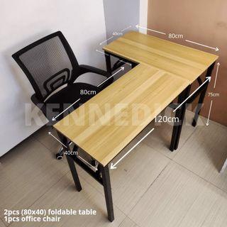 L shaped table and office chair