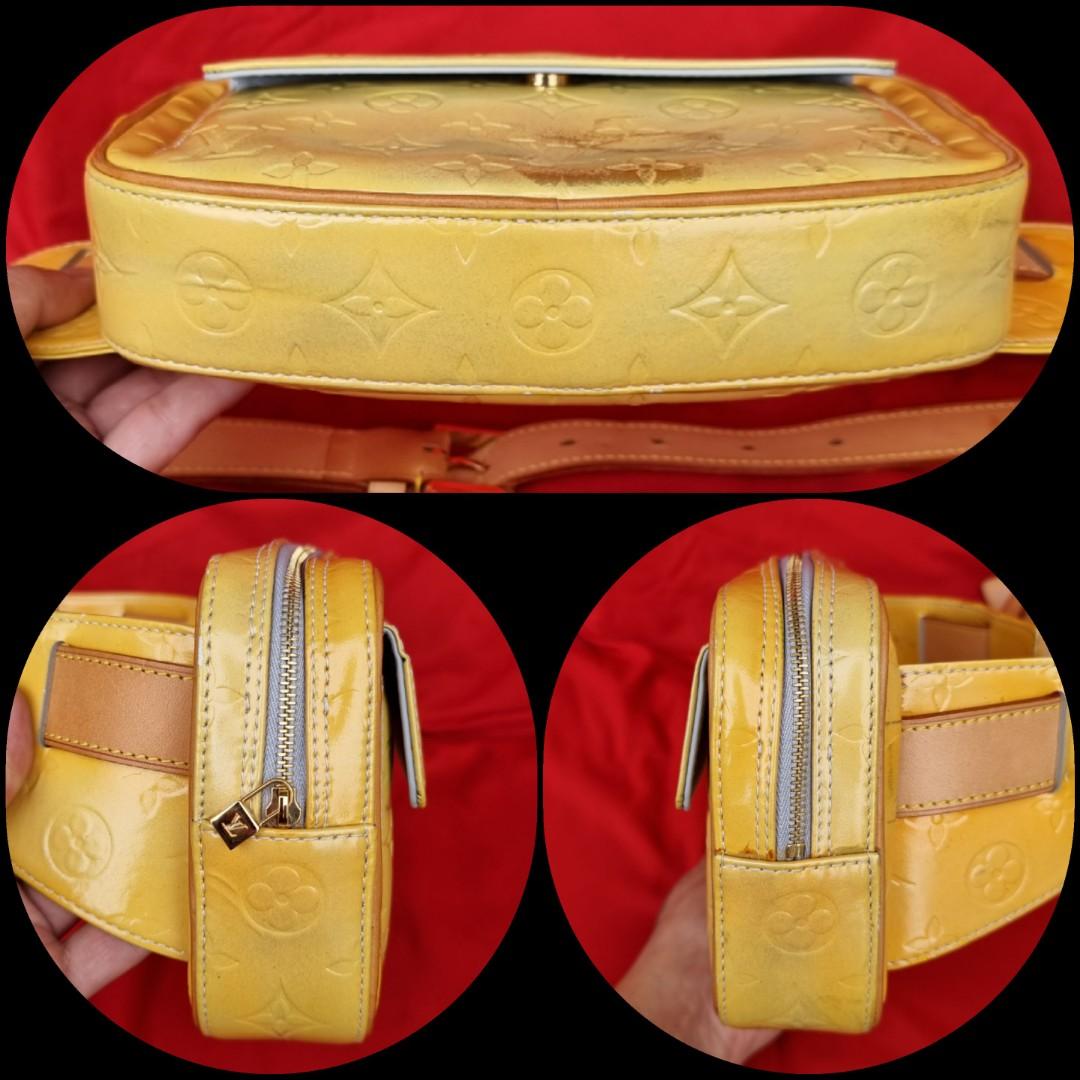 AUTHENTIC LOUIS VUITTON Vernis Fulton Waist Body Bag Yellow M91041