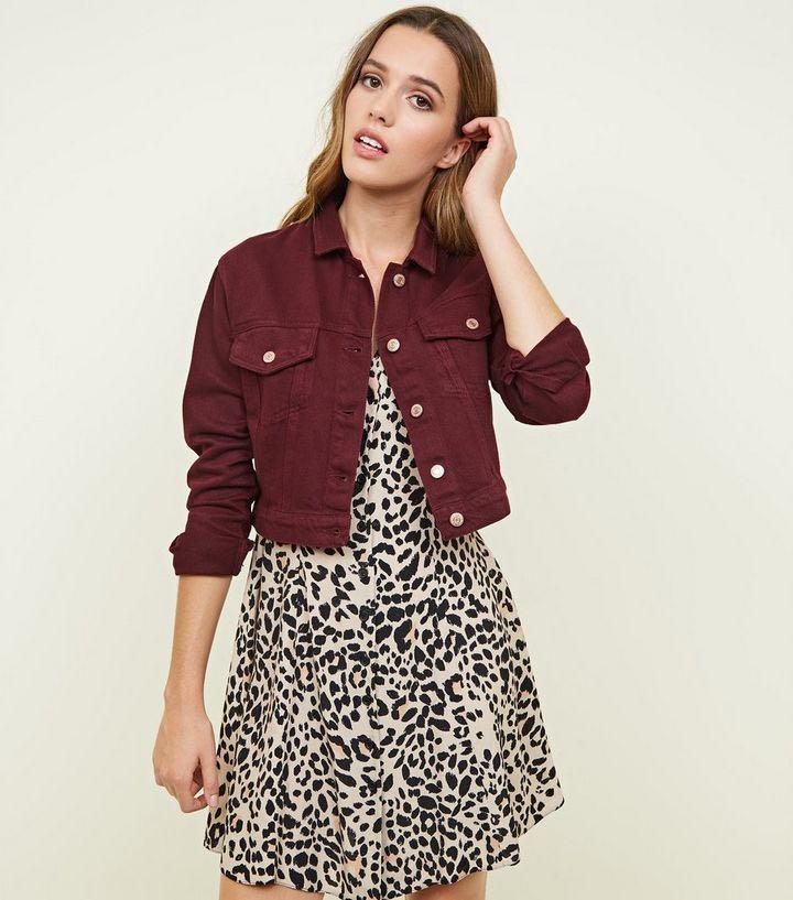 Burgundy denim jacket womens sales