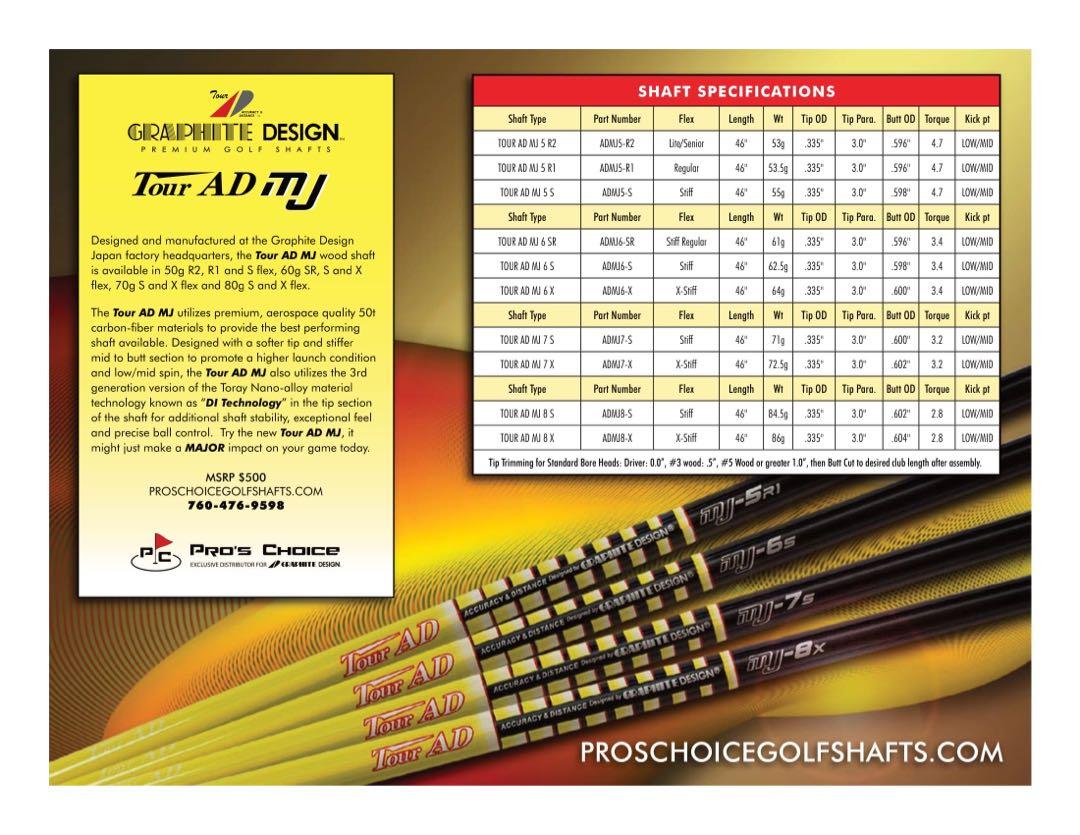 Tour AD MJ-6s シャフト イエロー⁄ブラック Tour AD MJ 6s Graphite
