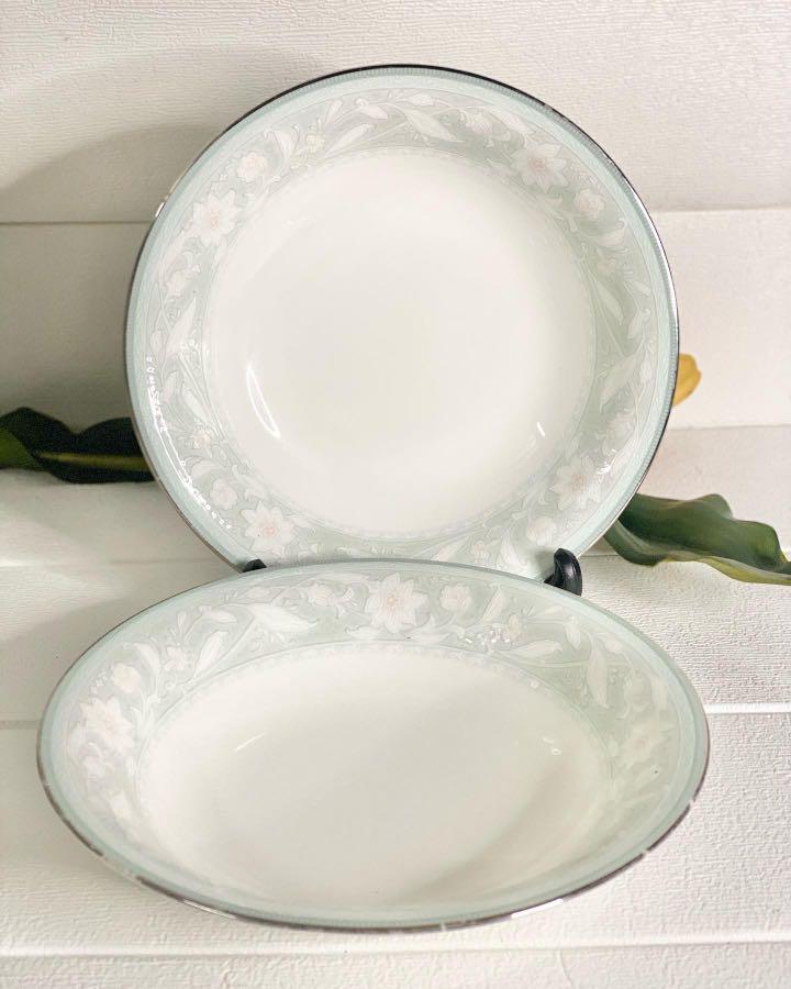 Noritake Bone China Fairmont Shallow Bowls (Category: Dinnerware & Cutlery) located in Malolos. Submitted by theroyalrunwayph (Listing ID 1105846972, Image 3). Description: Noritake Bone China Fairmont Shallow Bowls Minor scratches and rubbings on silver rim. Php 380 for both Weight: 0.6 kg Diameter: 7.75” Height: 1.75” #glassware #kitchenware #dessert #tableware #tablewareph #stoneware #cupandsaucerph #teaset #teasetph #tablesetting #tablesettin
