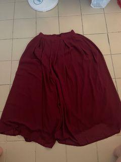 Plus Size | Maroon Maxi Long Skirt/Pants