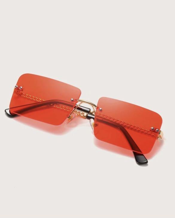 Red sales rimless sunglasses