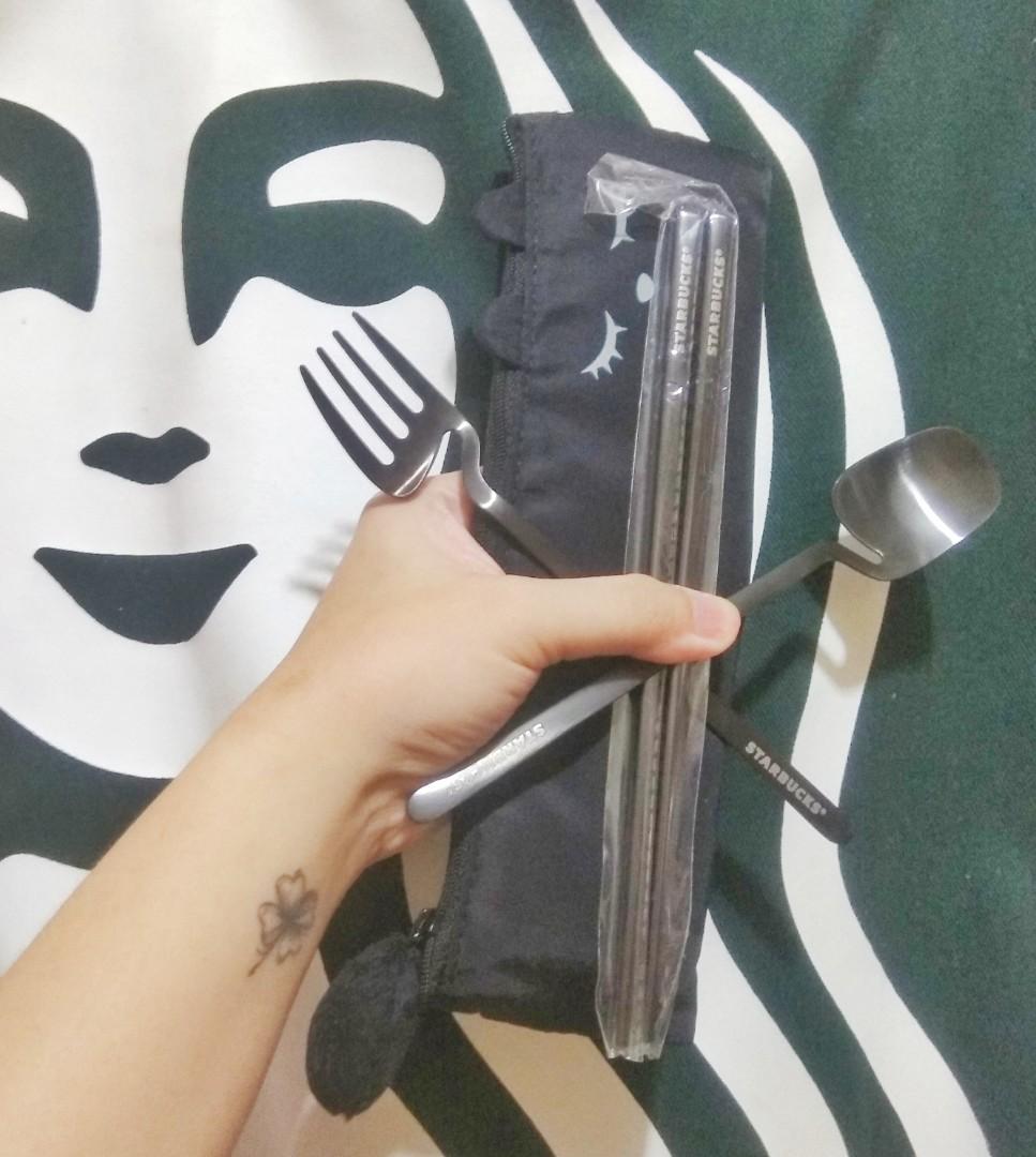 Starbucks Black Cat Cutlery Set (Category: Dinnerware & Cutlery) located in Pasay City. Submitted by meimeichua (Listing ID 1105748157, Image 1). Description: Only 1 set on hand 😊 Shipping from Pasay at buyer's expense. MOP: GCASH or Unionbank only. Strictly no meet-ups. Happy collecting!.