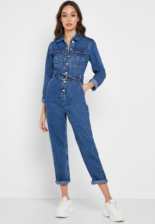 Topshop denim button jumpsuit Women s Fashion Dresses Sets
