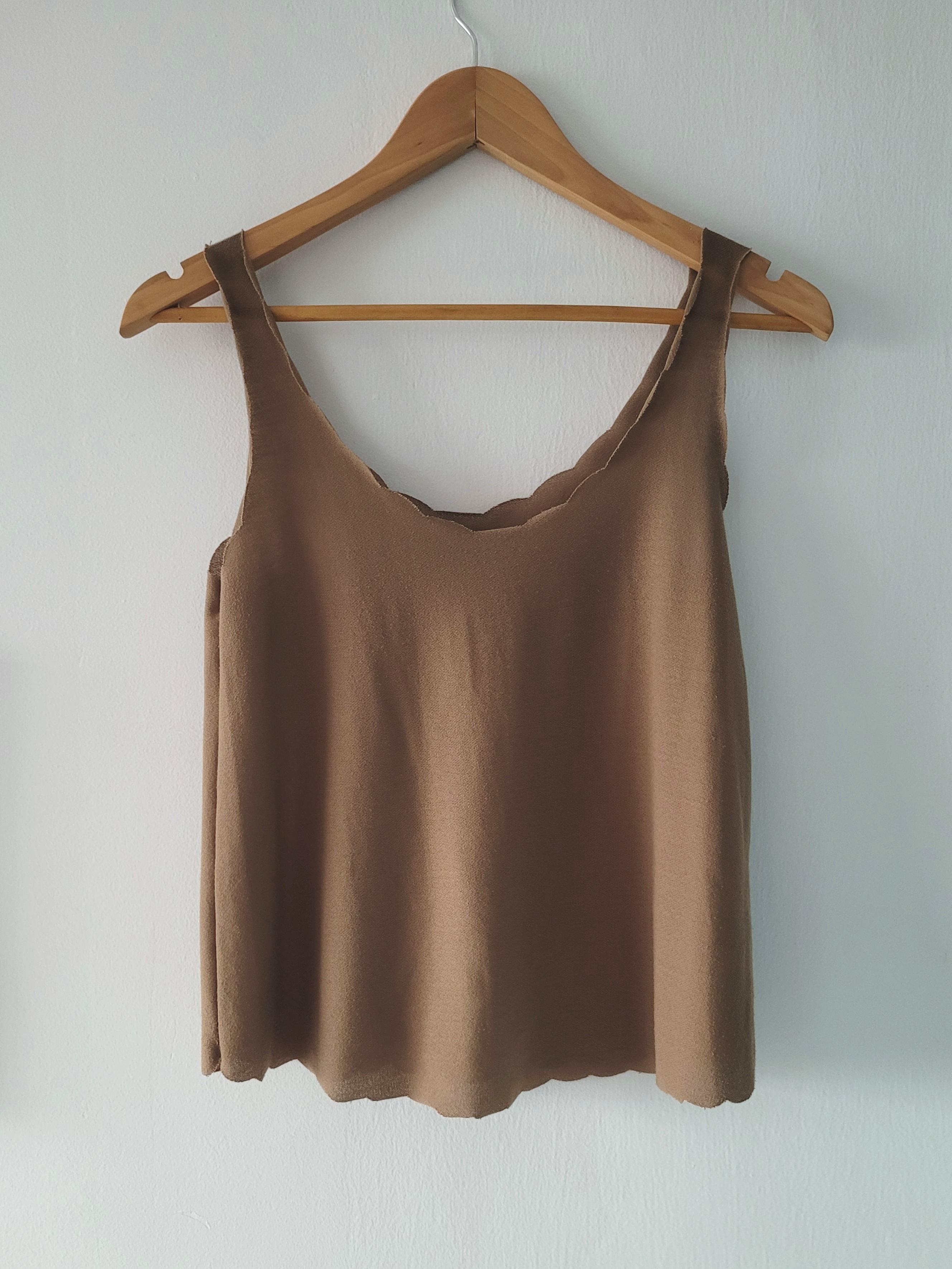 Topshop spaghetti strap square neck tank in tan