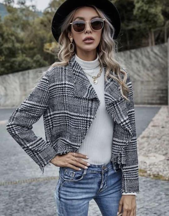 White plaid clearance jacket