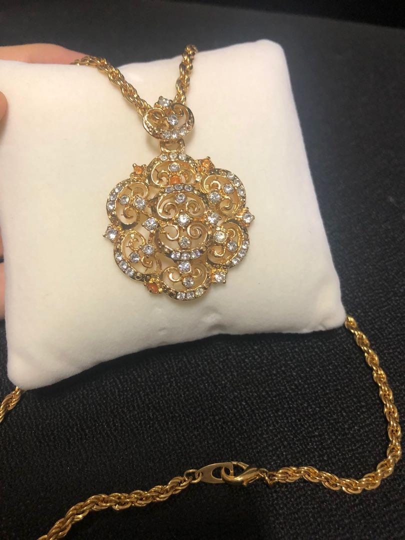Vintage Costume Jewellery Long Gold Necklace