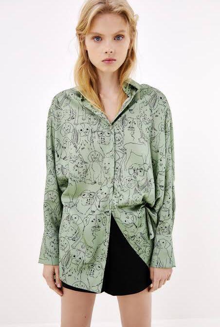 Zara Flowy Printed Shirt, Fesyen Wanita 